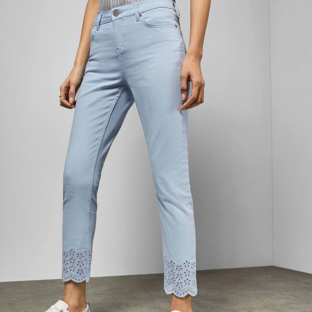 NWT Ted Baker Embroided Hem Hi-Rise Jeans
